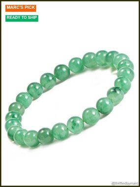 African Jade Beaded Stretch Bracelet 8mm Natural Gemstone Healing Meditation